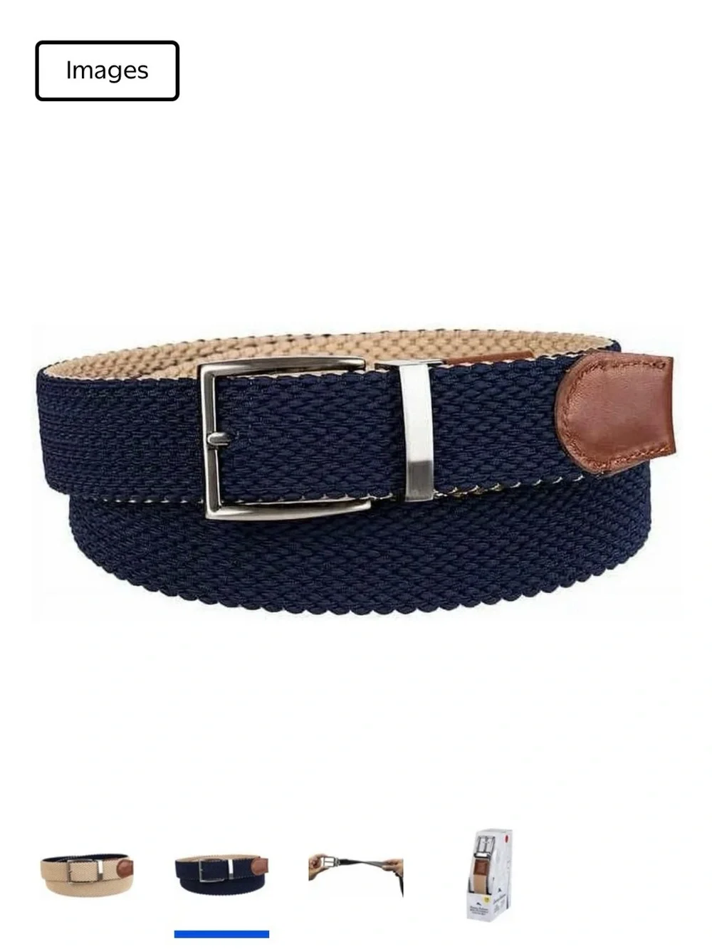 Tommy Bahama Reversible Stretch Belt. Pant Size 38-42. New in Box. Khaki/Navy.